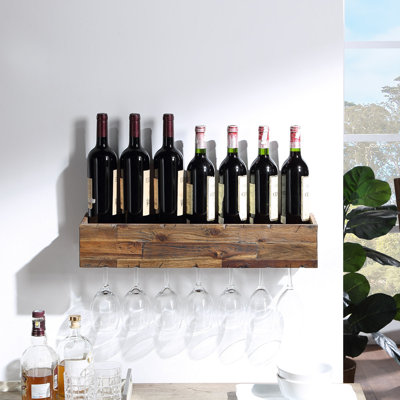 Angely 10 bottle wall shops mount wine and glass rack